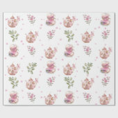 Papier Cadeau Petite Fée Et Théière Anniversaire (Plat)