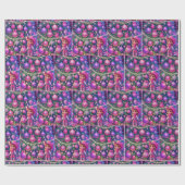 Papier Cadeau Petite Femme Devant Les Arbres Noël (Plat)