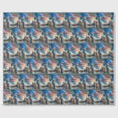 Papier Cadeau Petite fille avec drapeau américain (Plat)