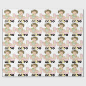 Papier Cadeau Petite fille avec la poupée et le landau (Plat)