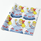 Papier Cadeau Petite Fille Avec Un Papillon (Déroulé)