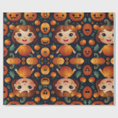 Papier Cadeau Petite fille Citrouille (Plat)