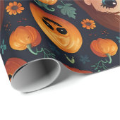 Papier Cadeau Petite fille Citrouille (Coin rond)