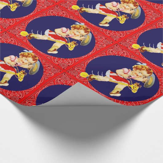 Papier Cadeau Petite fille de l'Ouest sur bâton Cheval enveloppe (Coin)