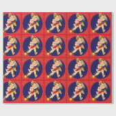 Papier Cadeau Petite fille de l'Ouest sur bâton Cheval enveloppe (Plat)