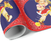 Papier Cadeau Petite fille de l'Ouest sur bâton Cheval enveloppe (Coin rond)