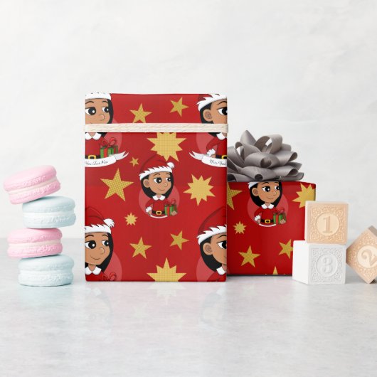 Papier Cadeau Petite fille hispanique aux cheveux noirs longs (Baby Shower)