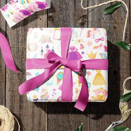 Papier Cadeau Petite fille Jolie princesse Motif de conte fée