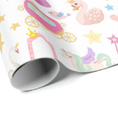 Papier Cadeau Petite fille Jolie princesse Motif de conte fée (Coin rond)