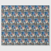 Papier Cadeau Petite Fille Patriotique Dans Le Champ De Coton (Plat)