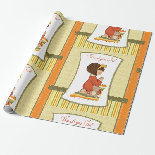 Papier Cadeau Petite fille priant (Déroulé)