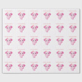 Papier Cadeau Petite fille rose adorable Eléphant (Plat)