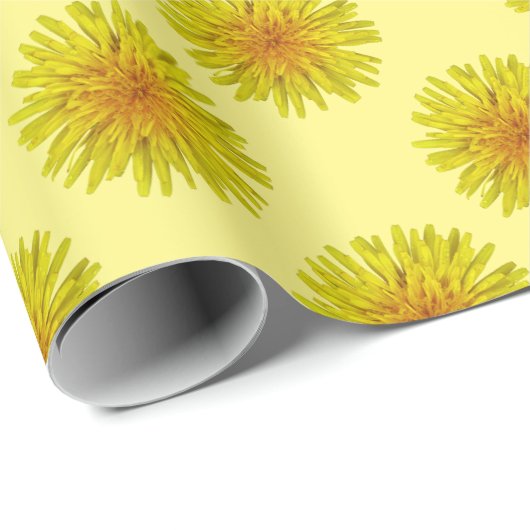 Papier Cadeau Petite fleur jaune de pissenlit d'été sur toute (Coin rond)