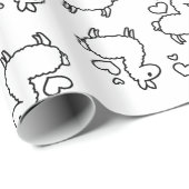 Papier Cadeau Petite folie de silhouette de lama (Coin rond)