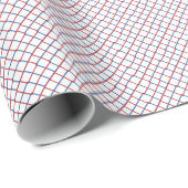 Papier Cadeau Petite Grille Rouge Blanc Bleu (Coin rond)