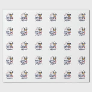Papier Cadeau Petite Miss America Canard Patriotique Vintage Che