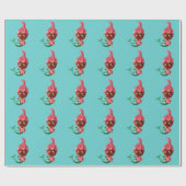 Papier Cadeau Petite sirène mignonne avec les cheveux roses (Plat)