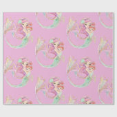 Papier Cadeau Petite sirène rose (Plat)