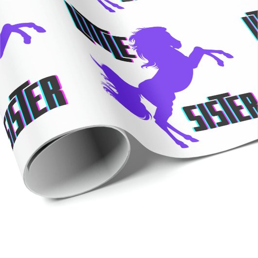 Papier Cadeau Petite soeur Pony pourpre (Coin rond)