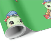Papier Cadeau Petite Tortue Mignonne (Coin rond)