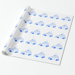Papier Cadeau Petite voiture bleue