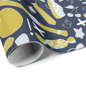 Papier Cadeau Petites choses scolaires éparpillées (Coin rond)