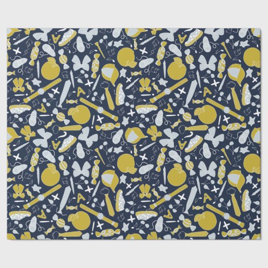 Papier Cadeau Petites choses scolaires éparpillées (Couture)