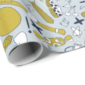 Papier Cadeau Petites choses scolaires éparpillées (Coin rond)