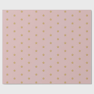 Papier Cadeau Petites Étoiles D'Or Sur Rose Bleu