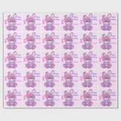 Papier Cadeau Petites filles de lapin mignonne rose et lavande N (Plat)