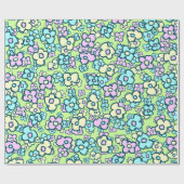 Papier Cadeau Petites Fleurs Enveloppement d'art populaire color (Plat)