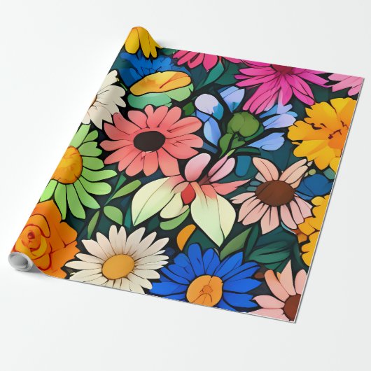 Papier Cadeau Petites fleurs mignonnes (Déroulé)