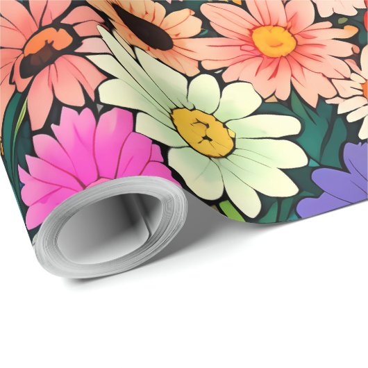 Papier Cadeau Petites fleurs mignonnes (Coin rond)