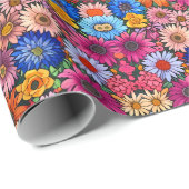 Papier Cadeau Petites fleurs mignonnes (Coin rond)