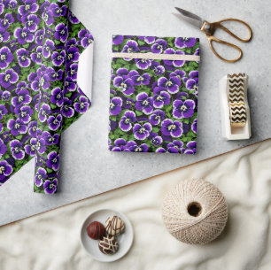 Papier Cadeau Petites Pansies violettes Graphiques