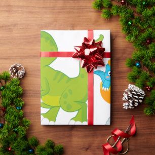 Papier Cadeau Petites Roars Aquarelle Bébé Dinosaure