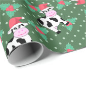 Papier Cadeau Petites vaches de Noël et Holly (Coin rond)