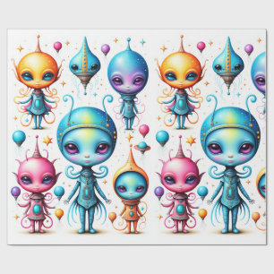 Papier Cadeau Petits Aliens mignons