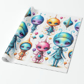 Papier Cadeau Petits Aliens mignons (Déroulé)