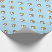 Papier Cadeau Petits Angles Volants Sur Bleu (Coin)