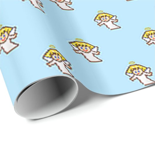 Papier Cadeau Petits Angles Volants Sur Bleu (Coin rond)