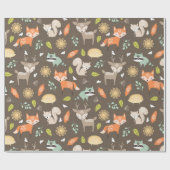 Papier Cadeau Petits animaux de bois sur Arrière - plan Brown (Plat)