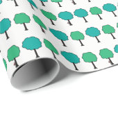 Papier Cadeau Petits arbres et papier d'enveloppement de singe c (Coin rond)