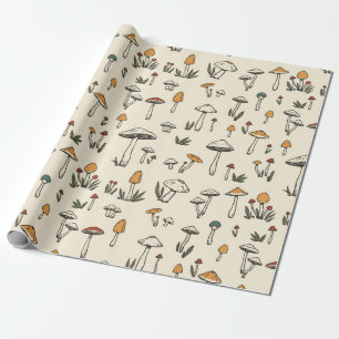 Papier Cadeau Petits champignons de forêt sur un Arrière - plan