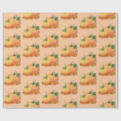 Papier Cadeau Petits citrouilles de chute oranges (Plat)