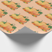 Papier Cadeau Petits citrouilles de chute oranges (Coin)