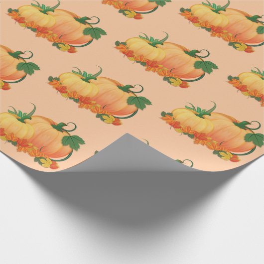 Papier Cadeau Petits citrouilles de chute oranges (Coin)