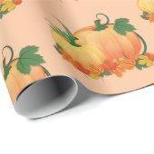 Papier Cadeau Petits citrouilles de chute oranges (Coin rond)