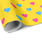 Papier cadeau petits coeurs Fierté pan (Coin rond)