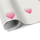 Papier Cadeau Petits coeurs roses gris clair motif (Coin rond)